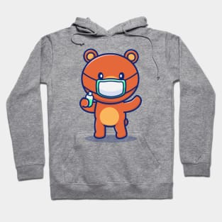 Cute Bear Wearing Mask Holding Sanitizer Hoodie